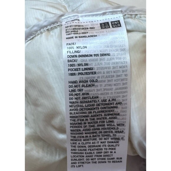 Uniqlo Ultra Light Down Puffer Jacket Women's Off White Cream M Snap - Picture 4 of 7